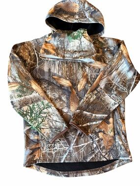 Realtree Edge Camo Performance Hoodie Kids XS 4/5 Hunting Pullover Neck Gaiter
